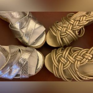 Two Platform Sandals Woman. Size 8. Color Silver and Gold.